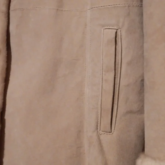 Furry Warm Beige Suede Coat! - Picture 5 of 11